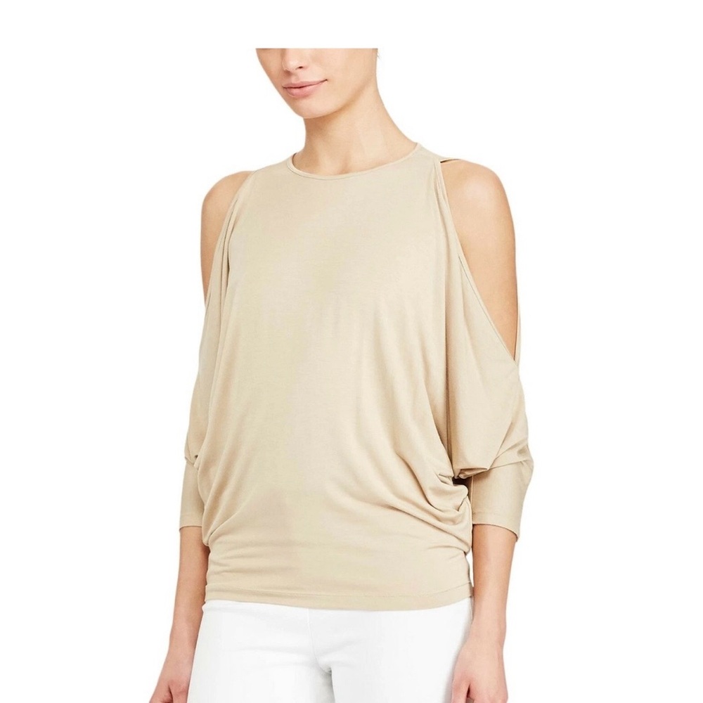 Lauren Ralph Lauren Beige Cold Shoulder Blouse